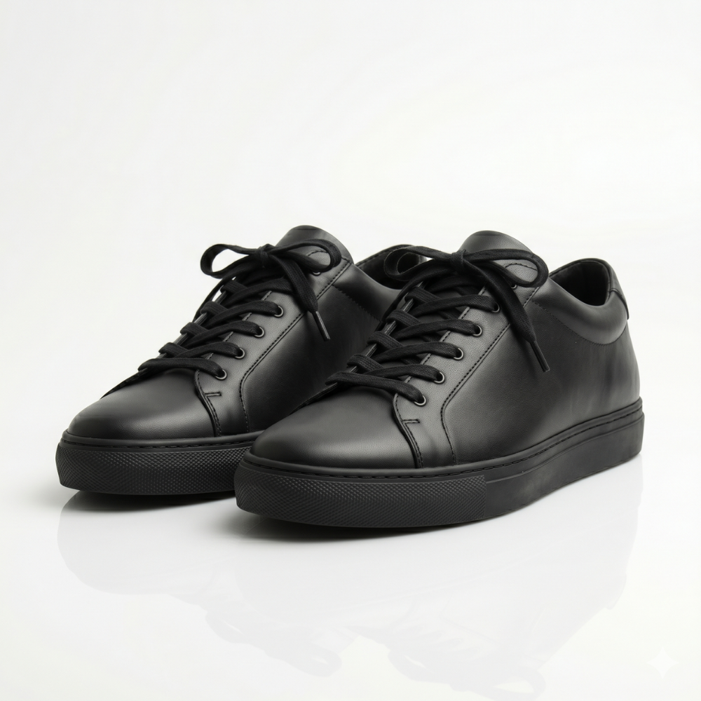 Black Ridge Leather Sneakers for Men