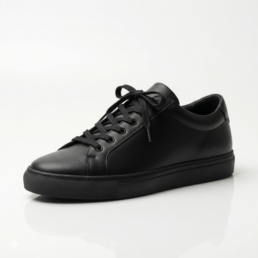 Black Ridge Leather Sneakers for Men