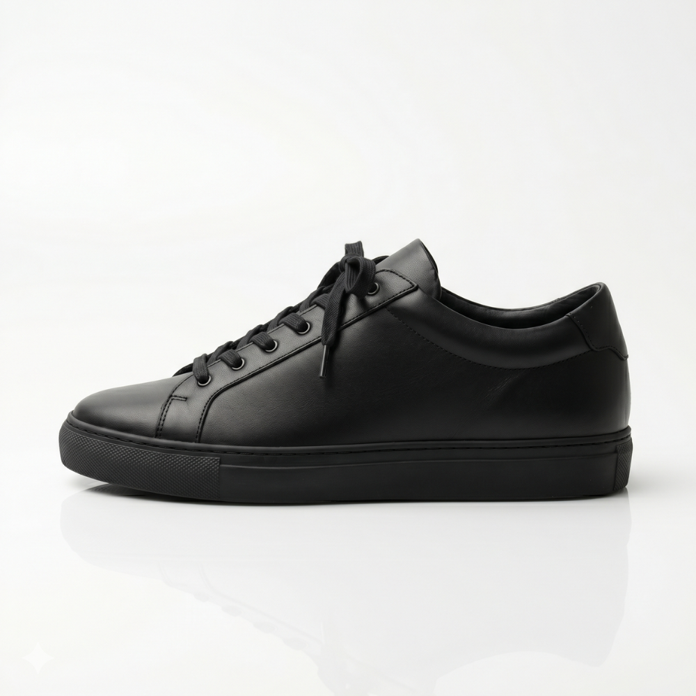 Black Ridge Leather Sneakers for Men